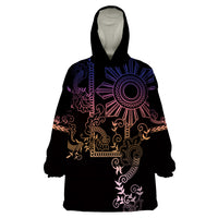 Filipino Sun Tribal Tattoo Wearable Blanket Hoodie Philippines Inspired Barong Pink Art - Wonder Print Shop