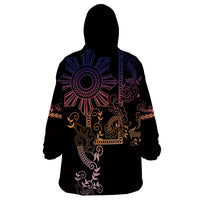 Filipino Sun Tribal Tattoo Wearable Blanket Hoodie Philippines Inspired Barong Pink Art - Wonder Print Shop