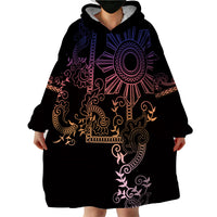 Filipino Sun Tribal Tattoo Wearable Blanket Hoodie Philippines Inspired Barong Pink Art - Wonder Print Shop