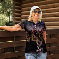 Filipino Sun Tribal Tattoo Women Polo Shirt Philippines Inspired Barong Pink Art - Wonder Print Shop