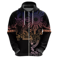 Filipino Sun Tribal Tattoo Zip Hoodie Philippines Inspired Barong Pink Art - Wonder Print Shop