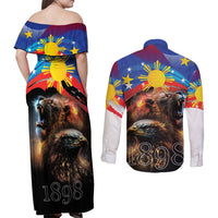 Philippines Lion and Eagle 1898 Couples Matching Off Shoulder Maxi Dress and Long Sleeve Button Shirt Pilipinas Maligayang Araw ng Kalayaan LT9 - Wonder Print Shop