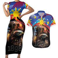 Philippines Lion and Eagle 1898 Couples Matching Short Sleeve Bodycon Dress and Hawaiian Shirt Pilipinas Maligayang Araw ng Kalayaan LT9 - Wonder Print Shop