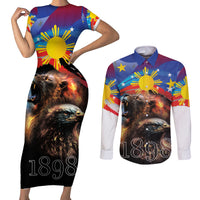 Philippines Lion and Eagle 1898 Couples Matching Short Sleeve Bodycon Dress and Long Sleeve Button Shirt Pilipinas Maligayang Araw ng Kalayaan LT9 - Wonder Print Shop