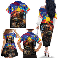 Philippines Lion and Eagle 1898 Family Matching Off The Shoulder Long Sleeve Dress and Hawaiian Shirt Pilipinas Maligayang Araw ng Kalayaan - Wonder Print Shop