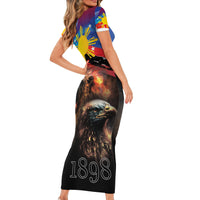 Philippines Lion and Eagle 1898 Family Matching Short Sleeve Bodycon Dress and Hawaiian Shirt Pilipinas Maligayang Araw ng Kalayaan - Wonder Print Shop