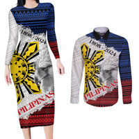 Philippines 126th Independence Day Couples Matching Long Sleeve Bodycon Dress and Long Sleeve Button Shirt Pilipinas Hunyo 12 Maligayang Araw ng Kalayaan LT9 - Wonder Print Shop