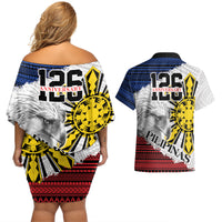 Philippines 126th Independence Day Couples Matching Off Shoulder Short Dress and Hawaiian Shirt Pilipinas Hunyo 12 Maligayang Araw ng Kalayaan LT9 - Wonder Print Shop