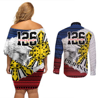 Philippines 126th Independence Day Couples Matching Off Shoulder Short Dress and Long Sleeve Button Shirt Pilipinas Hunyo 12 Maligayang Araw ng Kalayaan LT9 - Wonder Print Shop