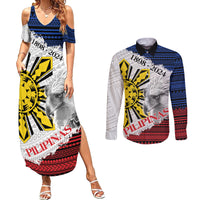 Philippines 126th Independence Day Couples Matching Summer Maxi Dress and Long Sleeve Button Shirt Pilipinas Hunyo 12 Maligayang Araw ng Kalayaan LT9 - Wonder Print Shop