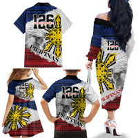 Philippines 126th Independence Day Family Matching Off The Shoulder Long Sleeve Dress and Hawaiian Shirt Pilipinas Hunyo 12 Maligayang Araw ng Kalayaan - Wonder Print Shop