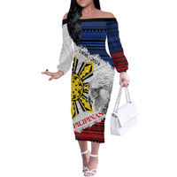 Philippines 126th Independence Day Family Matching Off The Shoulder Long Sleeve Dress and Hawaiian Shirt Pilipinas Hunyo 12 Maligayang Araw ng Kalayaan - Wonder Print Shop