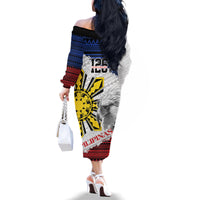 Philippines 126th Independence Day Family Matching Off The Shoulder Long Sleeve Dress and Hawaiian Shirt Pilipinas Hunyo 12 Maligayang Araw ng Kalayaan - Wonder Print Shop