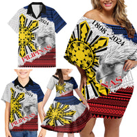 Philippines 126th Independence Day Family Matching Off Shoulder Short Dress and Hawaiian Shirt Pilipinas Hunyo 12 Maligayang Araw ng Kalayaan LT9 - Wonder Print Shop