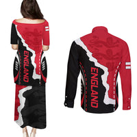 Custom England Couples Matching Puletasi Dress and Long Sleeve Button Shirts The Three Lions Football Go Champions Red LT9 - Wonder Print Shop