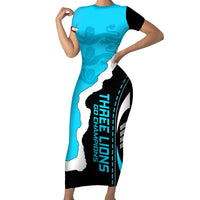 England Short Sleeve Bodycon Dress The Three Lions Football Go Champions Blue - Wonder Print Shop