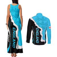 Custom England Couples Matching Tank Maxi Dress and Long Sleeve Button Shirts The Three Lions Football Go Champions Blue LT9 - Wonder Print Shop