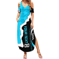 Custom England Summer Maxi Dress The Three Lions Football Go Champions Blue - Wonder Print Shop