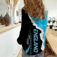 Custom England Women Casual Shirt The Three Lions Football Go Champions Blue - Wonder Print Shop