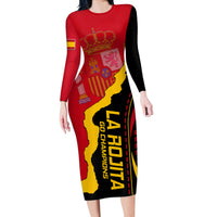 Spain Long Sleeve Bodycon Dress La Rojita Football Go Champions - Wonder Print Shop