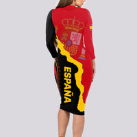 Spain Long Sleeve Bodycon Dress La Rojita Football Go Champions - Wonder Print Shop