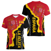 Spain Women V Neck T Shirt La Rojita Football Go Champions - Wonder Print Shop