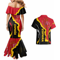 Custom Spain Couples Matching Mermaid Dress And Hawaiian Shirt La Rojita Football Go Champions LT9 - Wonder Print Shop