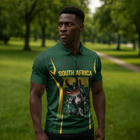 South Africa Rugby National Heritage Custom Zipper Polo Shirt Traditional Ndebele Inspired