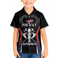 Custom Norway Viking Heritage Kid Hawaiian Shirt Norge Never Falls Quarterfinal Edition