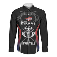 Custom Norway Viking Heritage Long Sleeve Button Shirt Norge Never Falls Quarterfinal Edition
