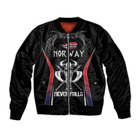 Custom Norway Viking Heritage Sleeve Zip Bomber Jacket Norge Never Falls Quarterfinal Edition