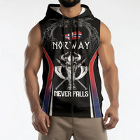 Custom Norway Viking Heritage Sleeveless Zip Hoodie Norge Never Falls Quarterfinal Edition