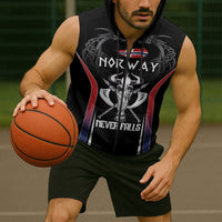 Custom Norway Viking Heritage Sleeveless Zip Hoodie Norge Never Falls Quarterfinal Edition