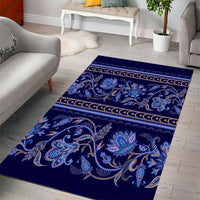 Azerbaijan Area Rug Traditional Pattern Ornament With Flowers Buta Blue LT9 - Wonder Print Shop