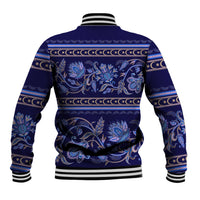 Azerbaijan Baseball Jacket Traditional Pattern Ornament With Flowers Buta Blue LT9 - Wonder Print Shop