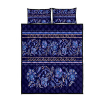 Azerbaijan Quilt Bed Set Traditional Pattern Ornament With Flowers Buta Blue - Wonder Print Shop