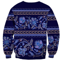 Azerbaijan Sweatshirt Traditional Pattern Ornament With Flowers Buta Blue - Wonder Print Shop