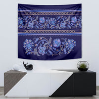Azerbaijan Tapestry Traditional Pattern Ornament With Flowers Buta Blue - Wonder Print Shop