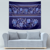 Azerbaijan Tapestry Traditional Pattern Ornament With Flowers Buta Blue - Wonder Print Shop