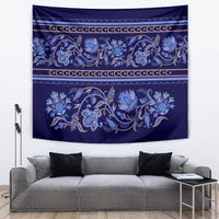 Azerbaijan Tapestry Traditional Pattern Ornament With Flowers Buta Blue - Wonder Print Shop