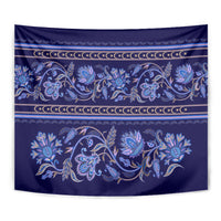 Azerbaijan Tapestry Traditional Pattern Ornament With Flowers Buta Blue - Wonder Print Shop