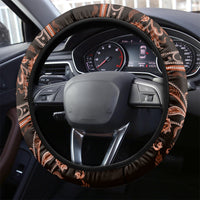 Azerbaijan Steering Wheel Cover Traditional Pattern Ornament With Flowers Buta Gold - Wonder Print Shop