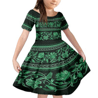 Azerbaijan Family Matching Mermaid Dress and Hawaiian Shirt Traditional Pattern Ornament With Flowers Buta Green LT9 - Wonder Print Shop