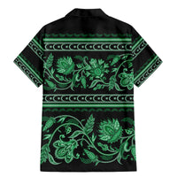 Azerbaijan Family Matching Mermaid Dress and Hawaiian Shirt Traditional Pattern Ornament With Flowers Buta Green LT9 - Wonder Print Shop