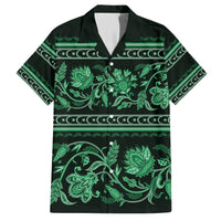 Azerbaijan Family Matching Short Sleeve Bodycon Dress and Hawaiian Shirt Traditional Pattern Ornament With Flowers Buta Green - Wonder Print Shop