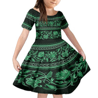 Azerbaijan Family Matching Tank Maxi Dress and Hawaiian Shirt Traditional Pattern Ornament With Flowers Buta Green - Wonder Print Shop
