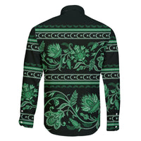 Azerbaijan Family Matching Tank Maxi Dress and Hawaiian Shirt Traditional Pattern Ornament With Flowers Buta Green - Wonder Print Shop