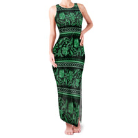 Azerbaijan Family Matching Tank Maxi Dress and Hawaiian Shirt Traditional Pattern Ornament With Flowers Buta Green - Wonder Print Shop