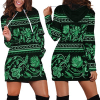Azerbaijan Hoodie Dress Traditional Pattern Ornament With Flowers Buta Green - Wonder Print Shop