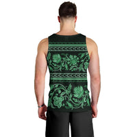 Azerbaijan Men Tank Top Traditional Pattern Ornament With Flowers Buta Green - Wonder Print Shop